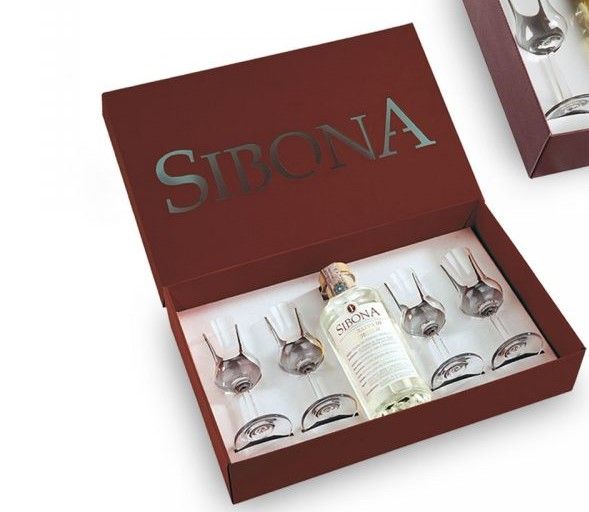Grappa Di Nebbiolo Sibona Cl.70 40% Vol. + 4 Bicchieri Grappa